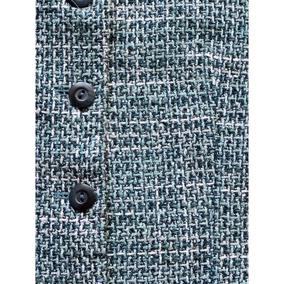 Y2K Blue Wool Tweed Blazer Professional Career Office Church Fall Winter Modest - Picture 8 of 11